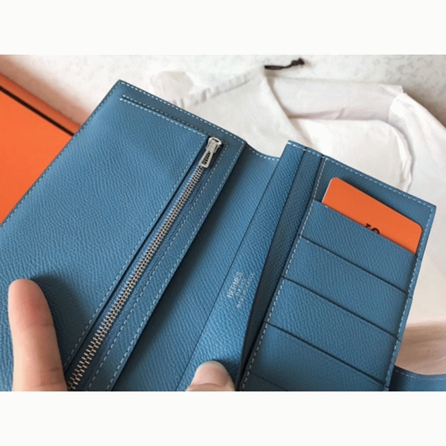 Orange Blue Jean Epsom Fake H**me5 Bearn Wallet
