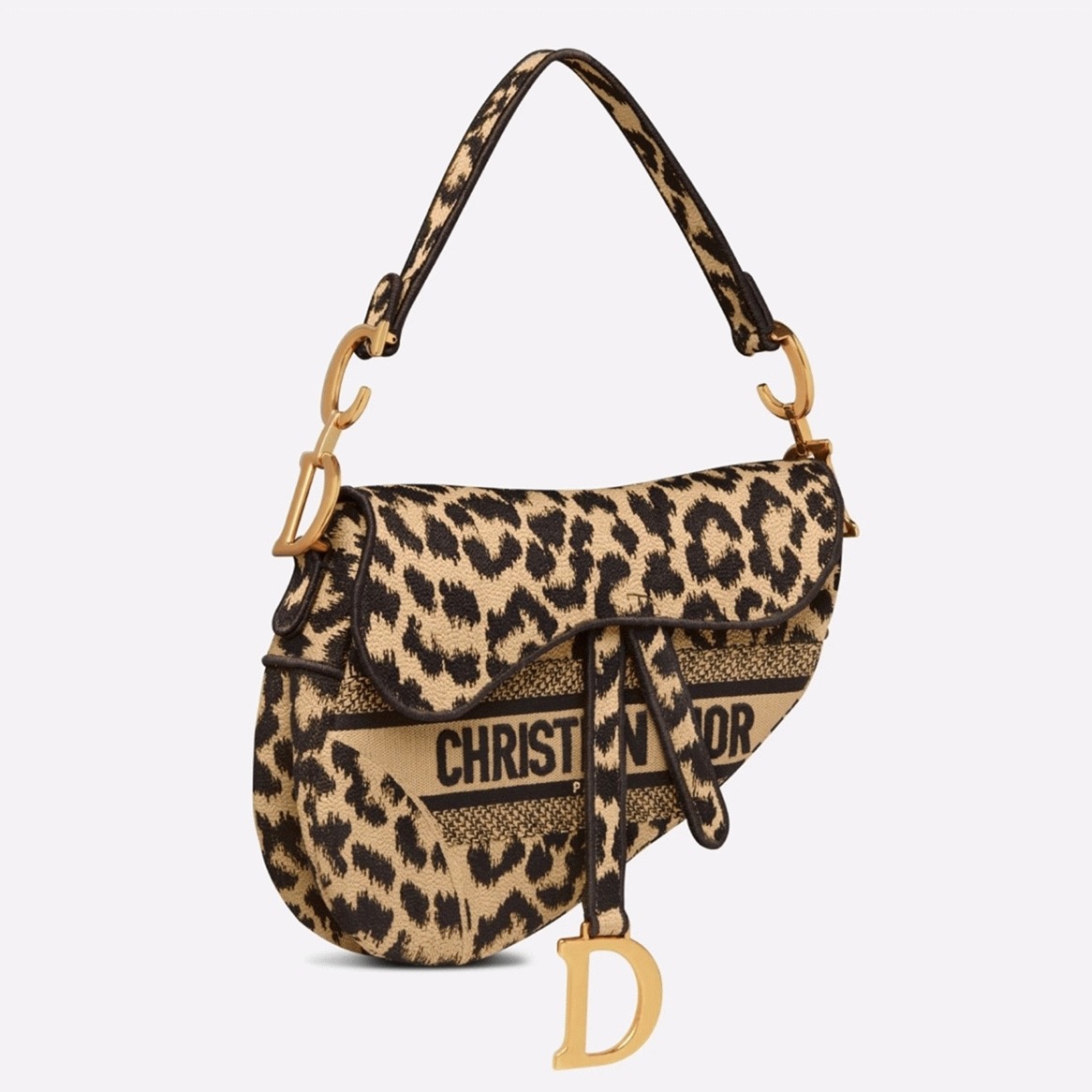 D10r Saddle Bag Replica in Beige Multicolor Mizza Embroidery