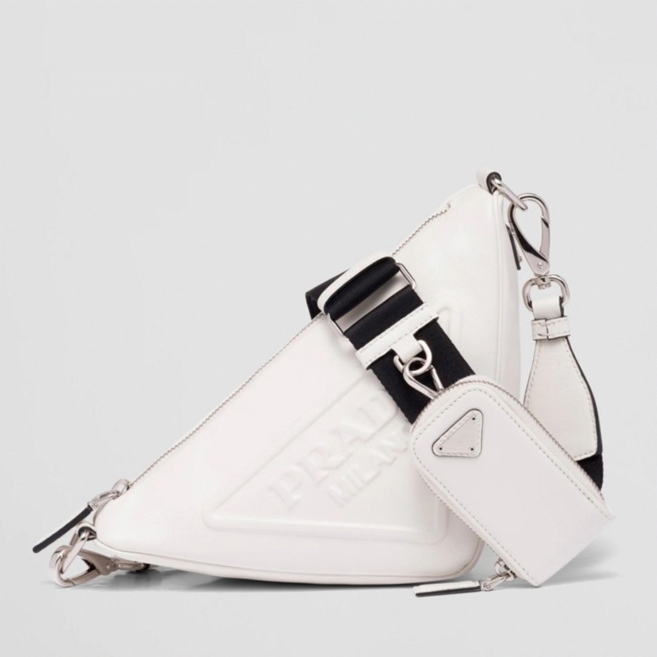 Pra*a Triangle Shoulder Bag Fake in White