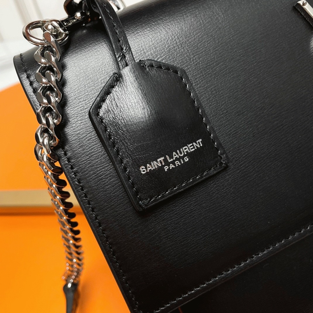 Knockoff Sa1nt Lau*nt Sunset Medium Top Handle Bag Noir Calfskin