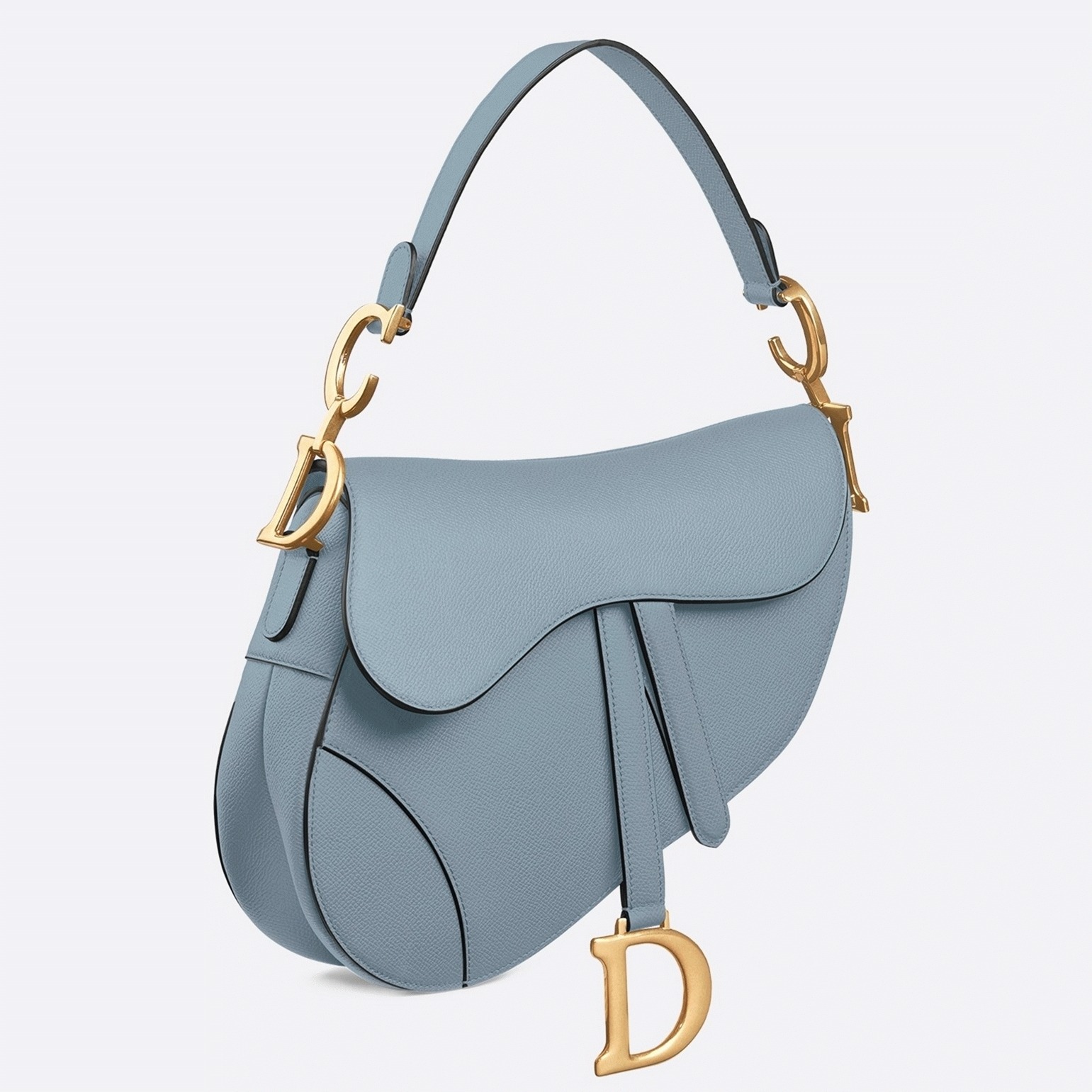D10r Saddle Bag Knockoff in Sky Blue Grained Calfskin
