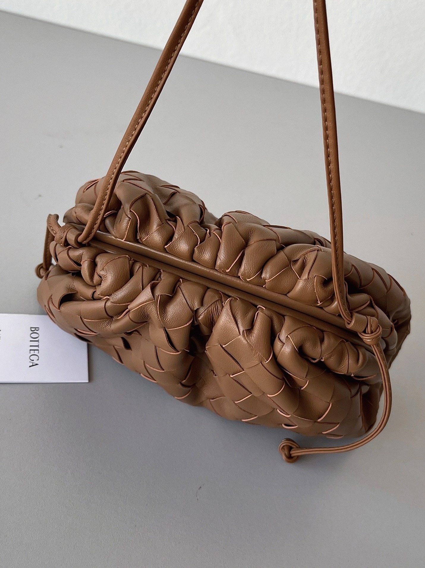 Replica B0tt*ga Ven*ta Mini Pouch with Strap Caramel