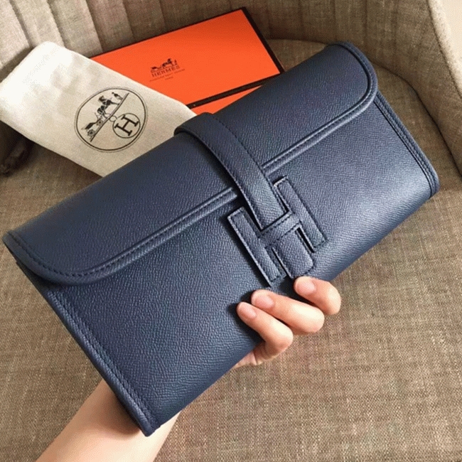 High quality sapphire epsom replica H**me5 Jige Elan clutch bag