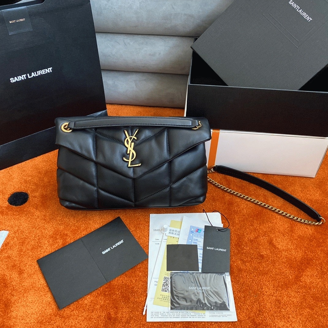 Replica Sa1nt Lau*nt Puffer Small Chain Bag Black Lambskin