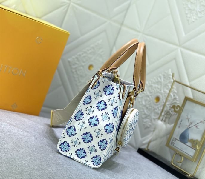 L0vis Vvtt0n LV By The Pool Monogram Tiles Canvas Onthego PM Tote In Lagoon Blue
