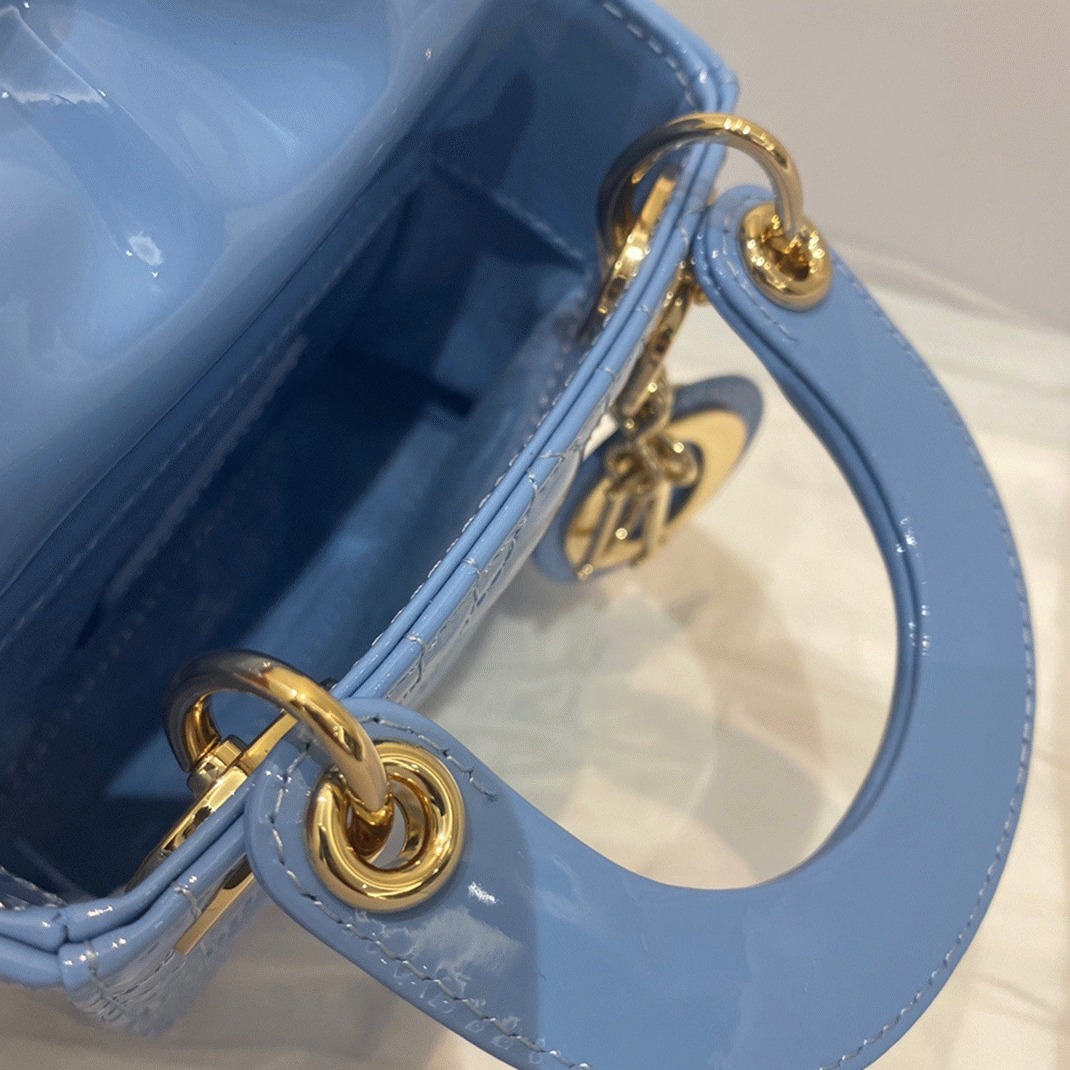 D10r Lady D10r Micro Bag Faux in Blue Patent Cannage Calfskin
