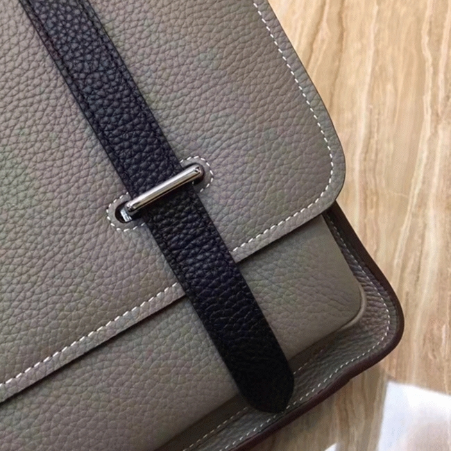 Grey Bicolor Imitation H**me5 Steve Messenger Bag