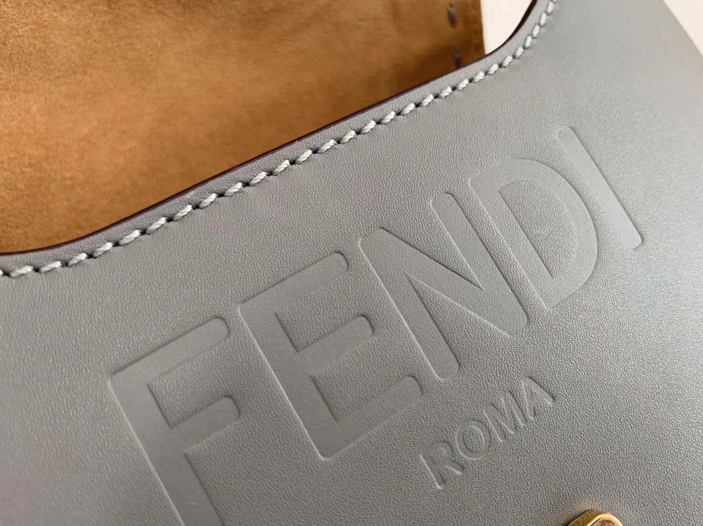 Top Quality Replica F**di Moonlight Saddle Bag In Grey Calfskin