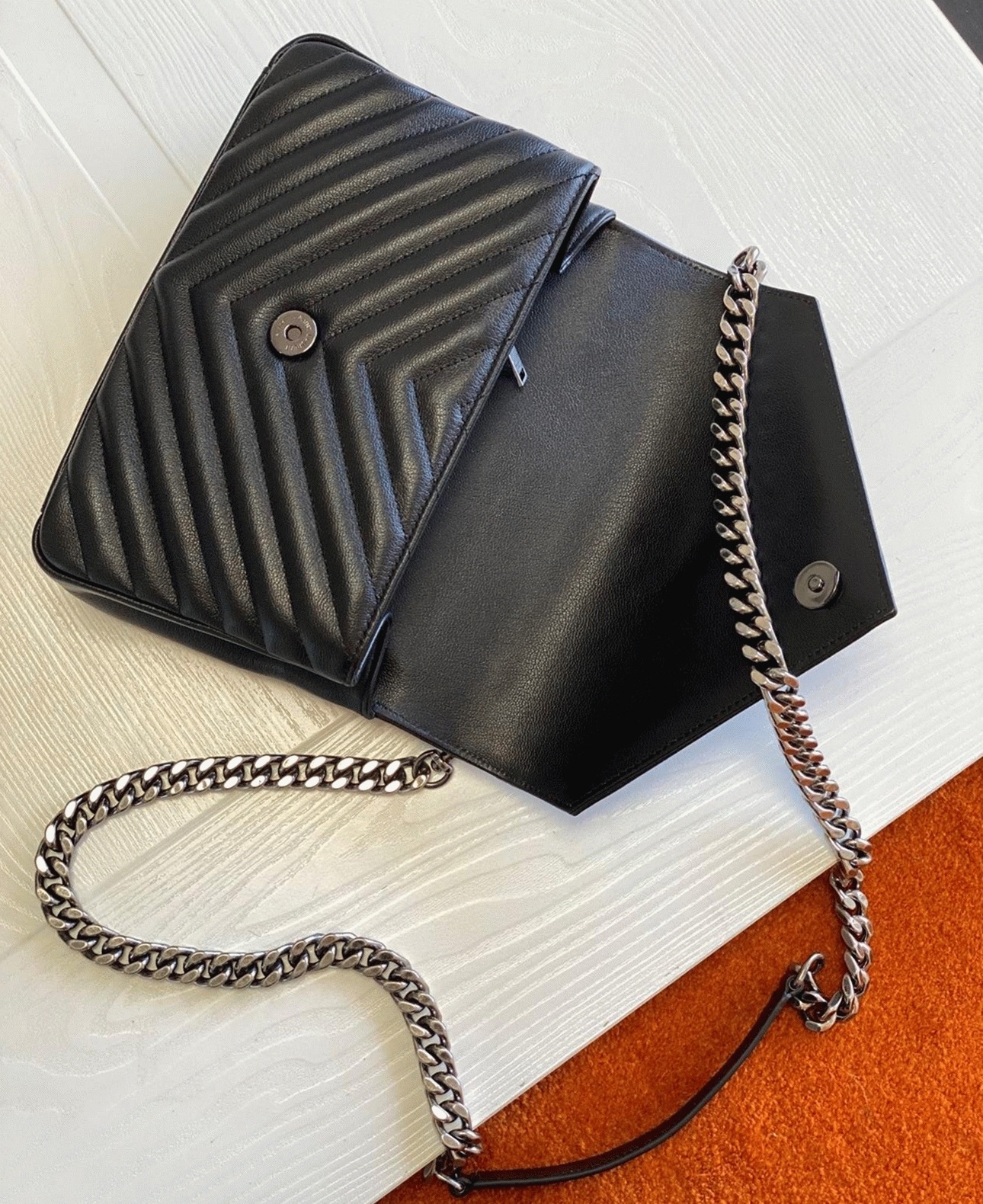 Fake Sa1nt Lau*nt College Medium Chain Bag Black