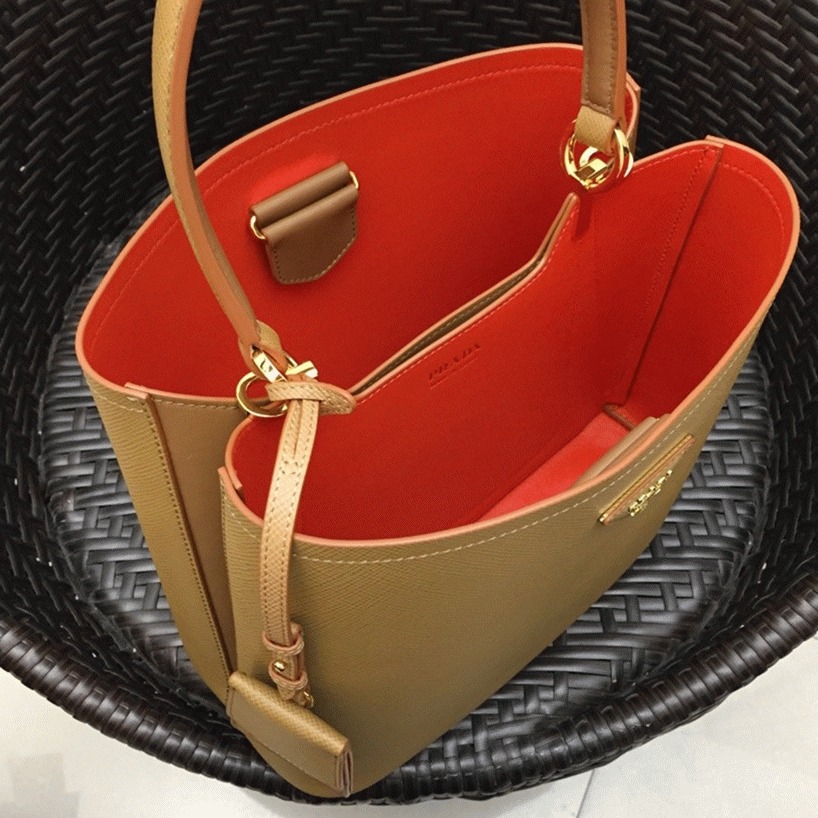 Brown Pra*a Large Panier Bag Replica