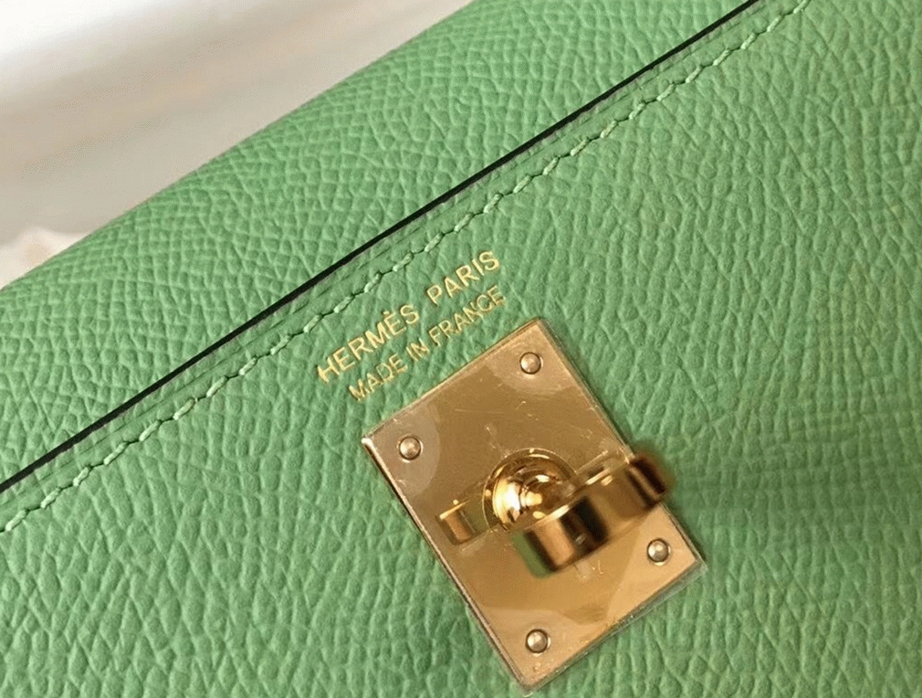H**me5 Kelly Mini II Bag Replica in Vert Criquet