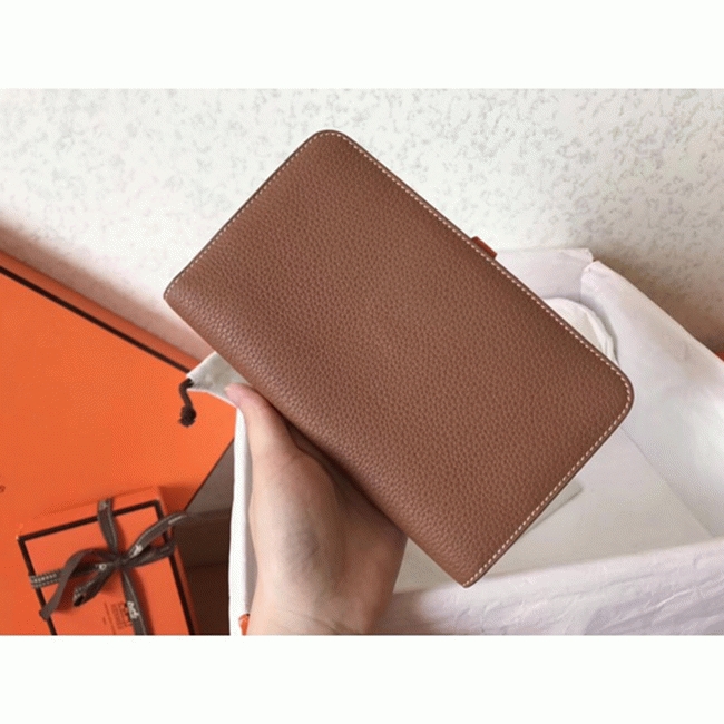 Brown orange replica H**me5 Dogon duo wallet