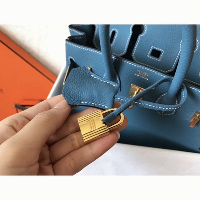Luxury H**me5 Birkin 25cm Counterfeit in Blue Jean Color