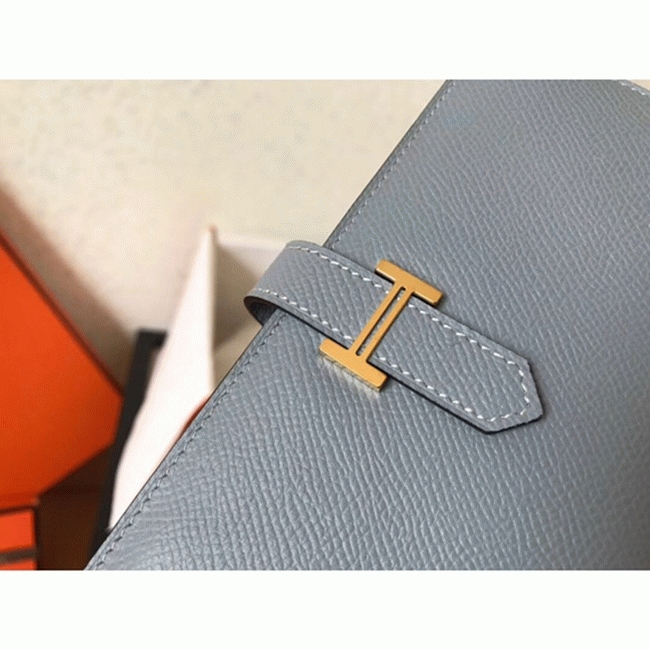 Blue Lin Epsom Fake H**me5 Bearn Wallet