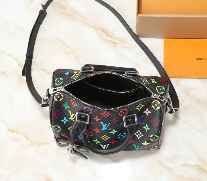 LV X TM Multicolored Speedy Bandouliere 25 In Black