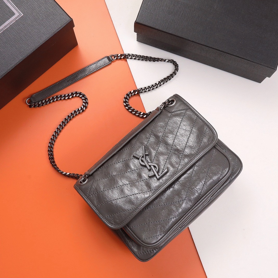 Replica Sa1nt Lau*nt Niki Medium Chain Bag Dark Grey