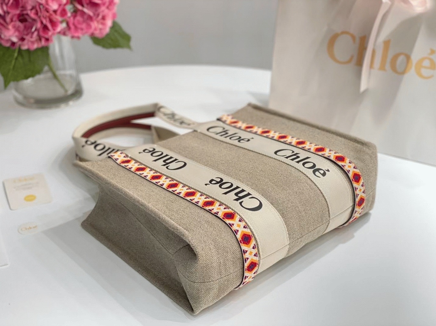 top quality replica Ch10e medium woody tote bag with hand-embroidered