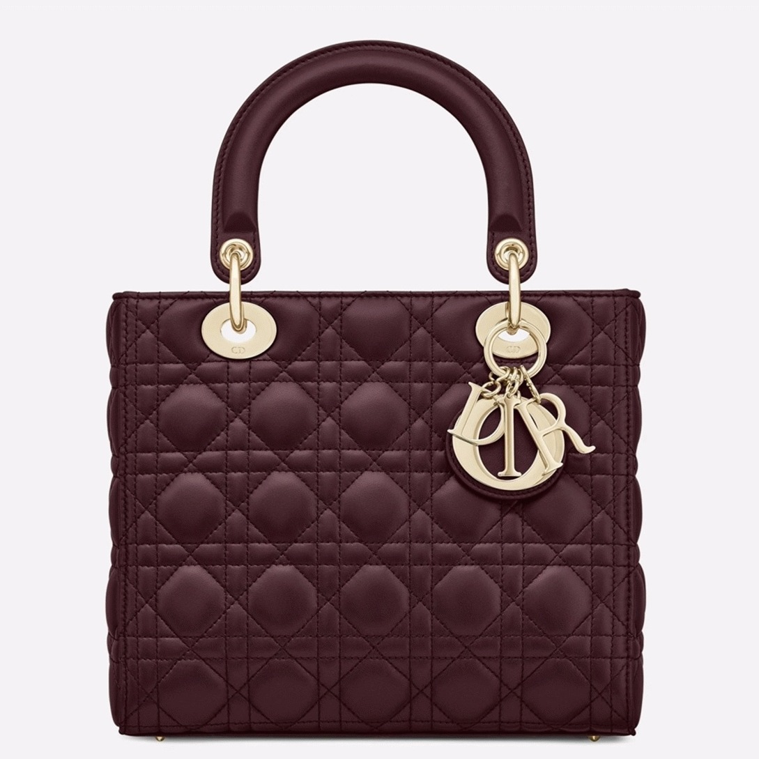 D10r Lady D10r Medium Bag Replica in Bordeaux Lambskin