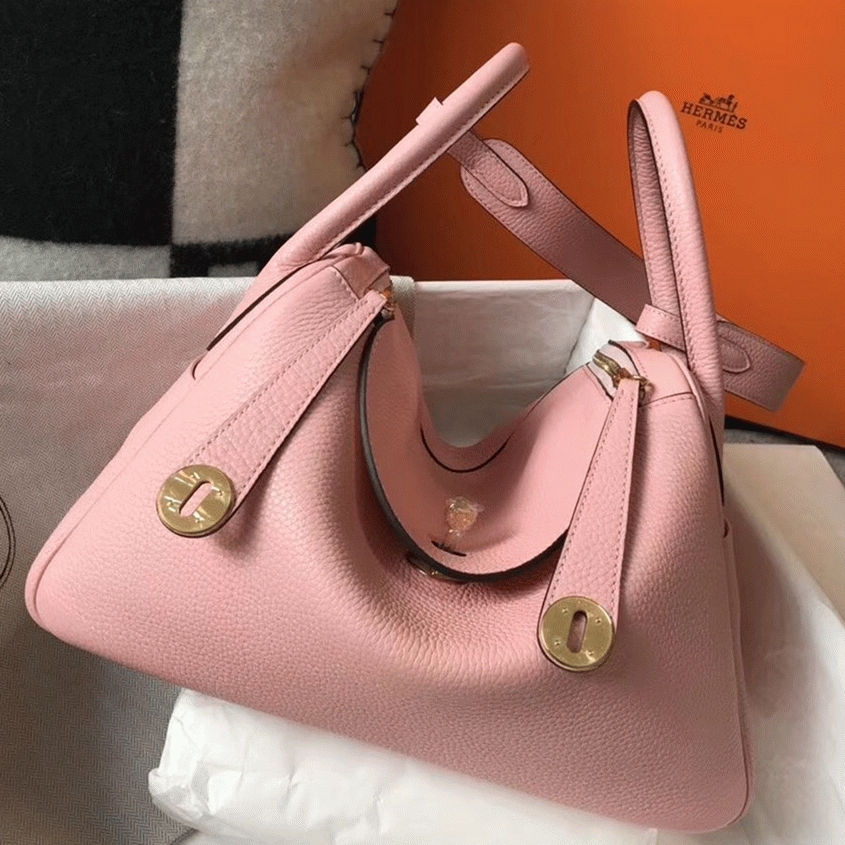 Knockoff H**me5 Lindy 30cm bag in pink color