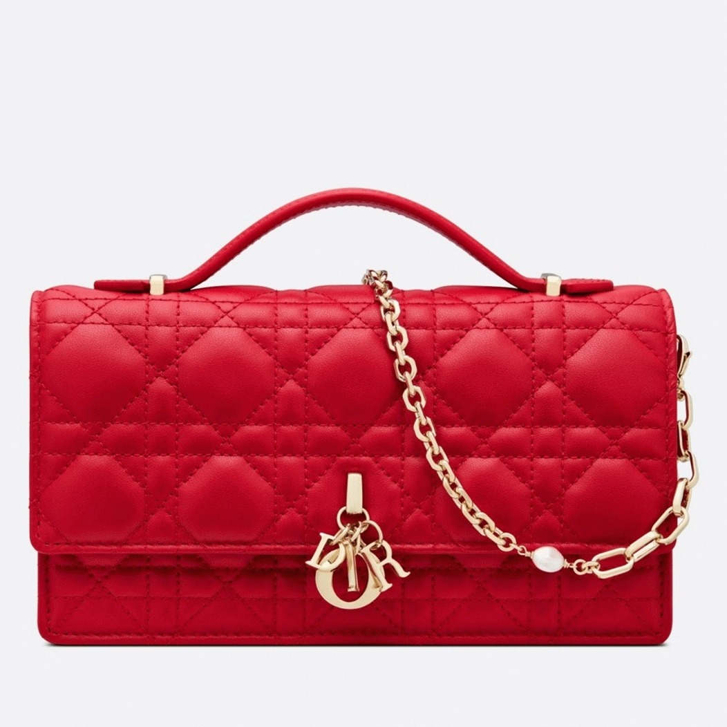 D10r Miss D10r Mini Bag Knockoff in Red Cannage Lambskin