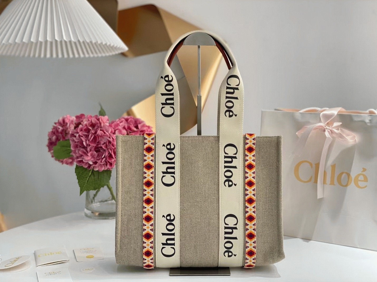 top quality replica Ch10e medium woody tote bag with hand-embroidered