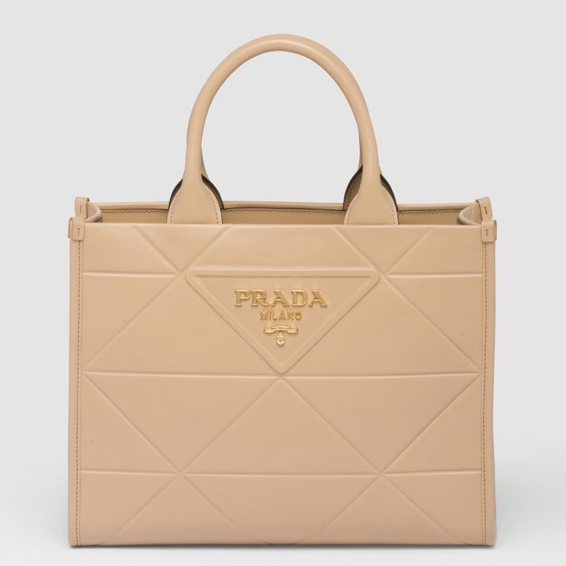Pra*a Symbole Small Bag Imitation with Topstitching in Beige