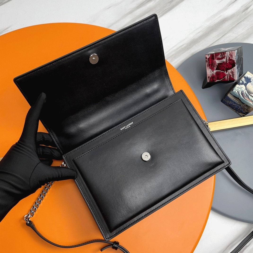 Knockoff Sa1nt Lau*nt Sunset Medium Top Handle Bag Noir Calfskin