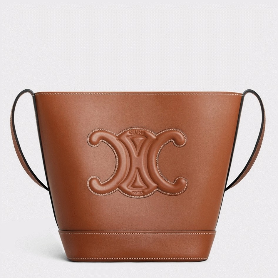 Top Quality Replica Ce1i*e Small Bucket Cuir Triomphe In Brown Calfskin