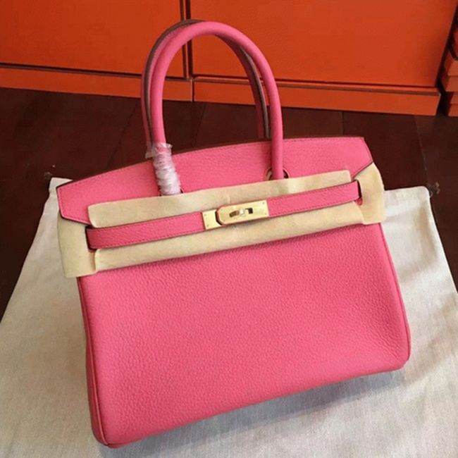 Rose Lipstick Colored H**me5 Birkin 25cm Copy Bag