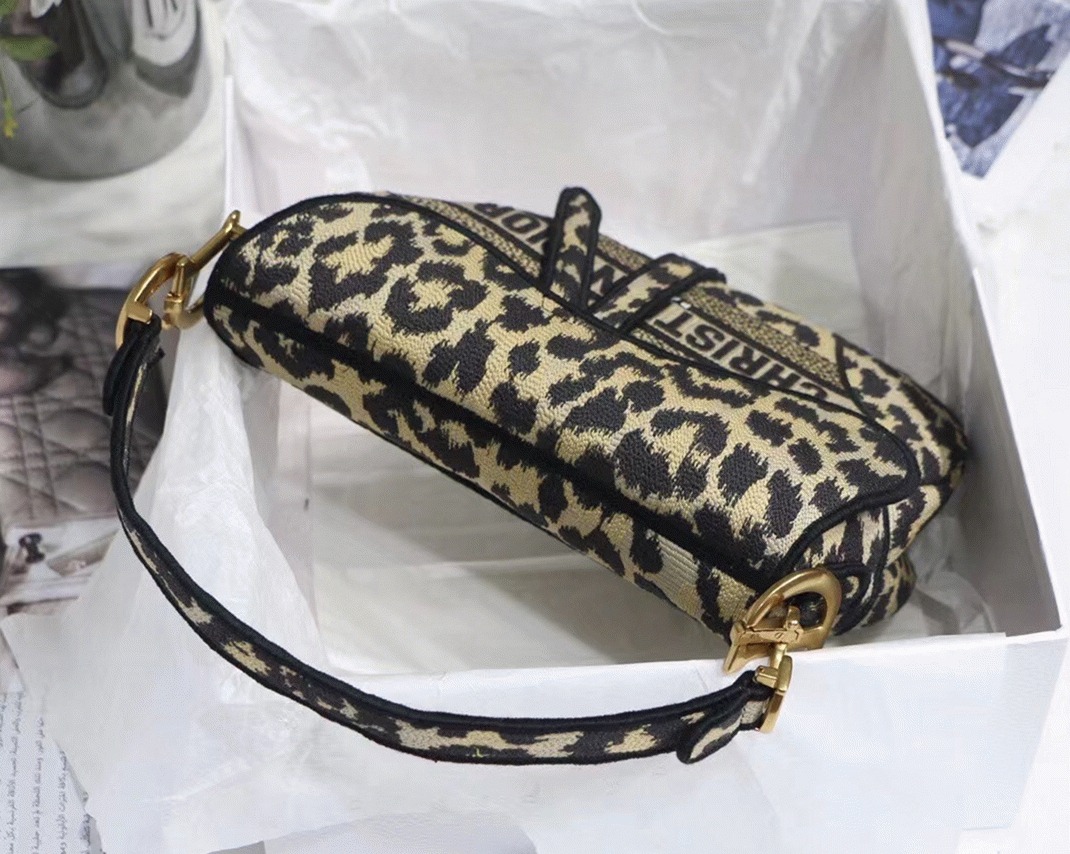D10r Saddle Bag Replica in Beige Multicolor Mizza Embroidery