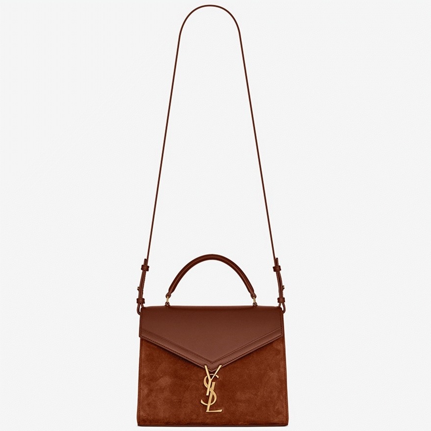 Fake Sa1nt Lau*nt Cassandra Medium Bag Brown Suede