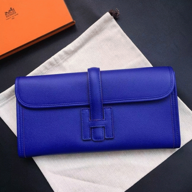 Electric Blue Epsom Replica H**me5 Jige Elan 29 Modern Clutch