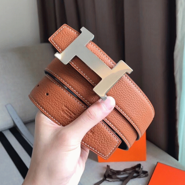 1:1 knockoff H**me5 Constance belt buckle in brown shade