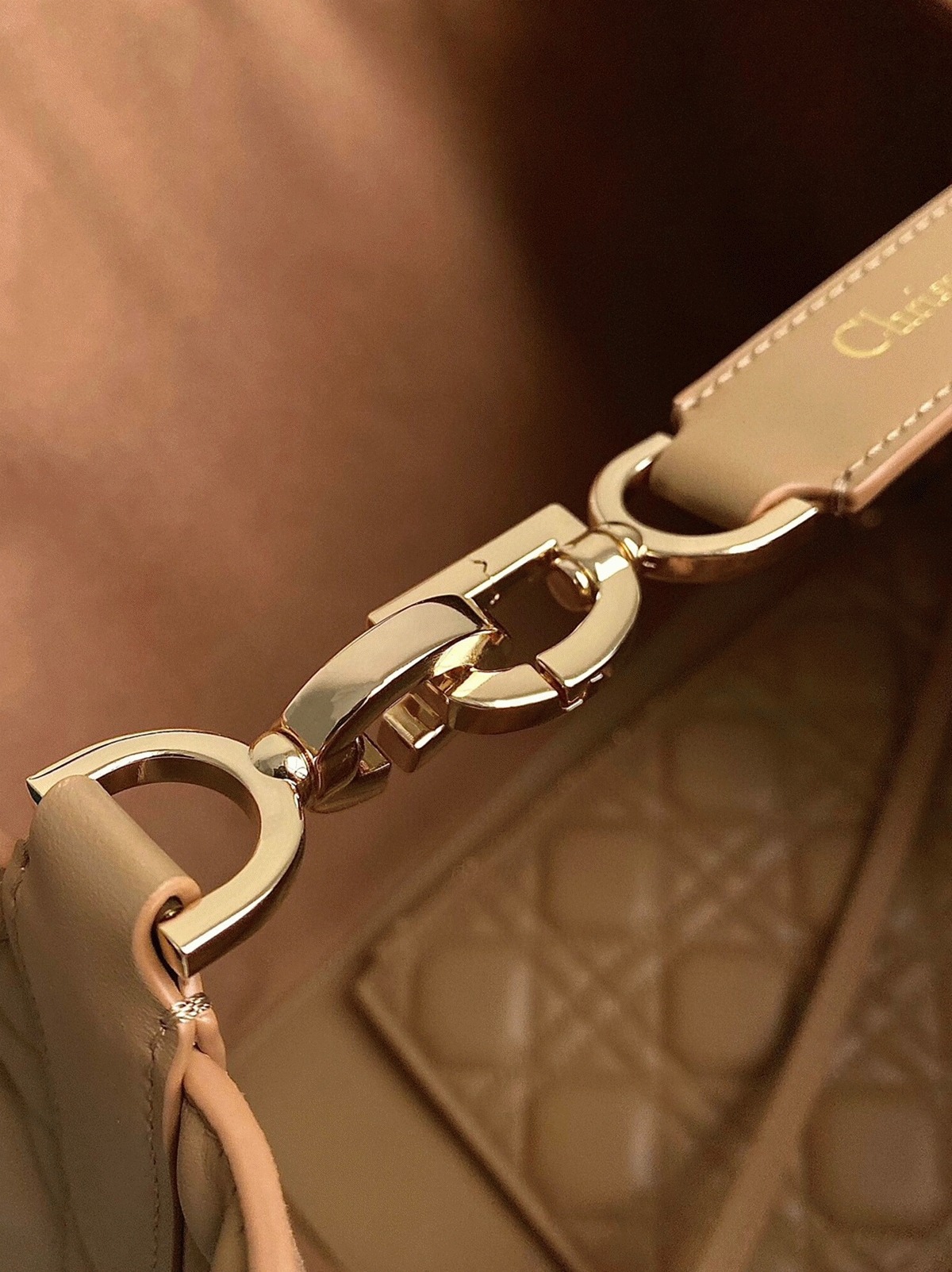 D10r Toujours Large Bag Fake in Brown Macrocannage Calfskin