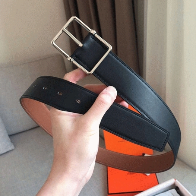 Replica H**me5 reversible saddle style belt in brown