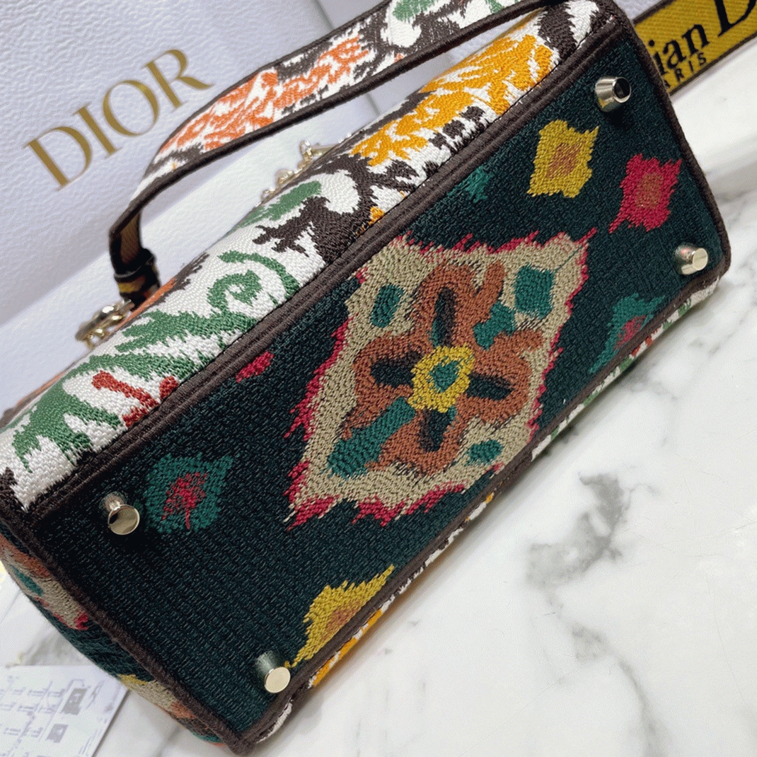 D10r Lady D-Lite Medium Bag Faux in Yellow D10r Paisley Embroidery