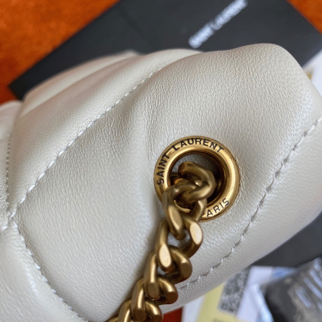 Replica Sa1nt Lau*nt Puffer Toy Bag White Quilted Lambskin