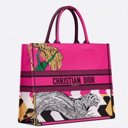 D10r Medium Book Tote Bag Replica in Toile de Jouy Zoom Pop Embroidery