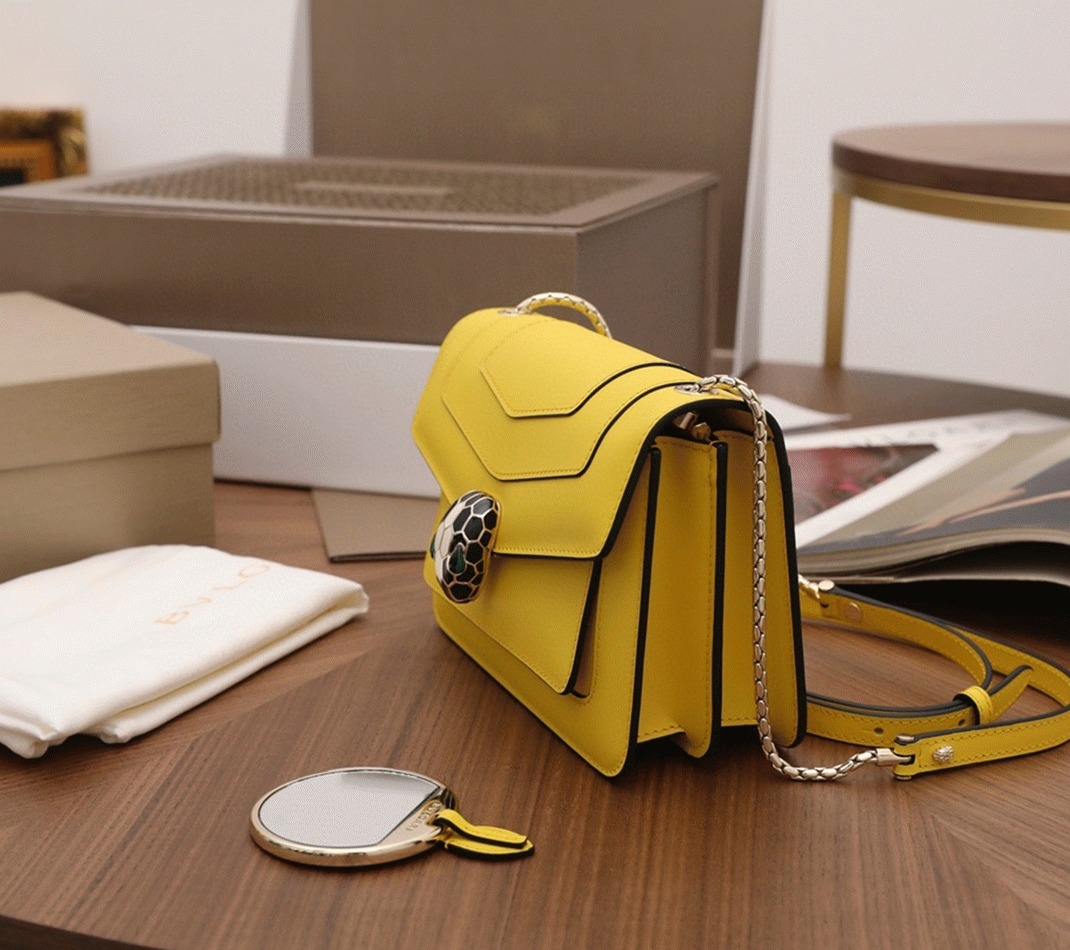 Replica Bv1g*ai Serpenti Forever Small Crossbody Bag Yellow Calfskin