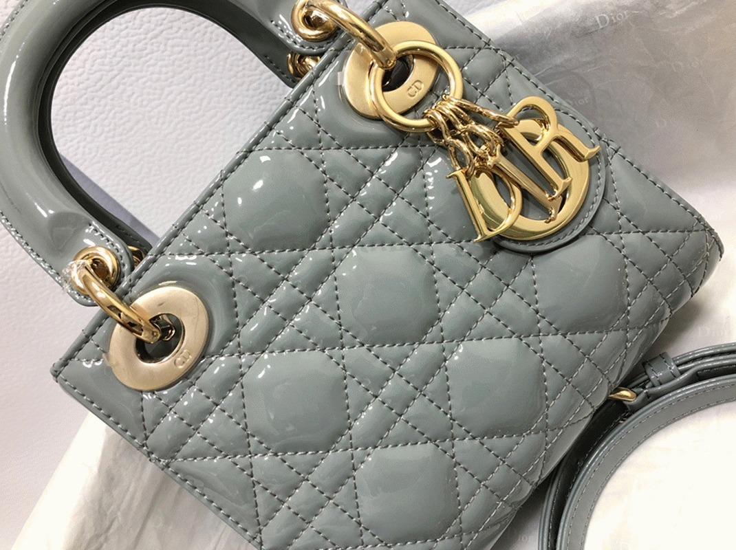D10r Lady D10r Mini Chain Bag Replica with Chain in Grey