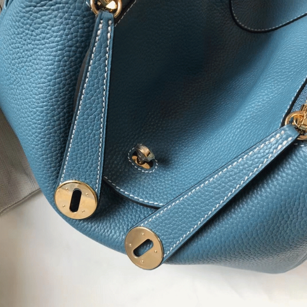 Fake H**me5 Lindy 30cm bag in blue jean tone