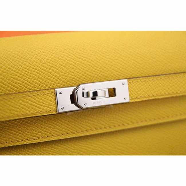 Yellow replica H**me5 Kelly Longue wallet