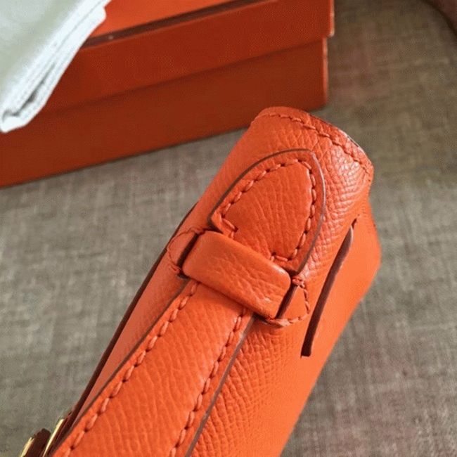Orange Epsom Replica H**me5 Kelly Pochette Bright Mini Purse