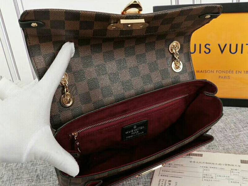 L0vis Vvtt0n Damier Ebene Canvas Vavin PM Bag In Bordeaux Red
