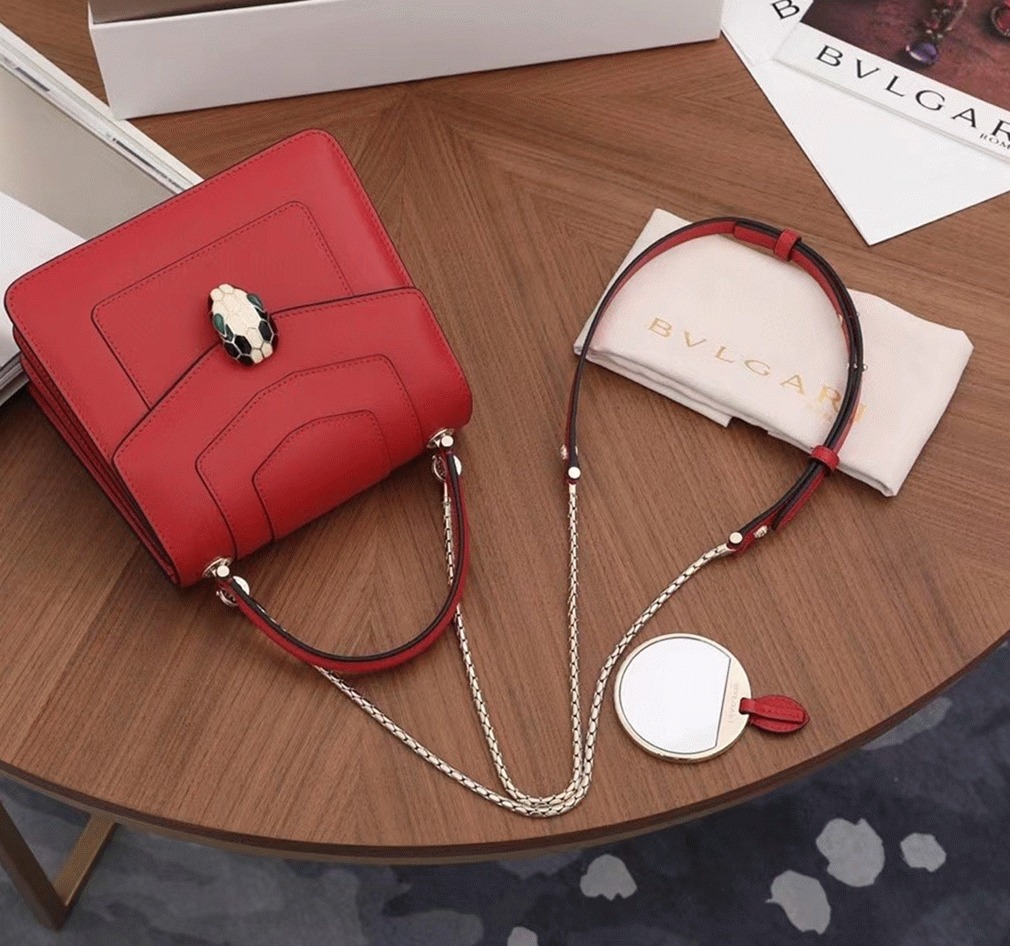 Fake Bv1g*ai Serpenti Forever Small Bag Red Calfskin
