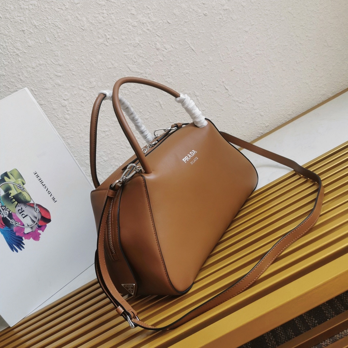 Pra*a S*pernova Medium Top Handle Bag Replica in Brown