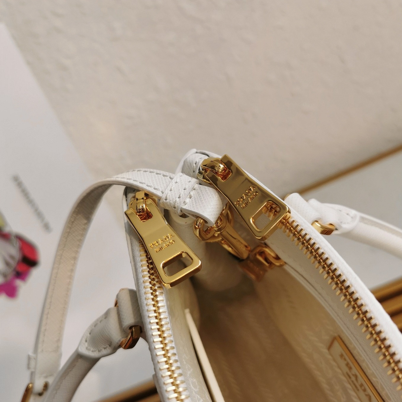 White Pra*a Mini Galleria Bag Fake