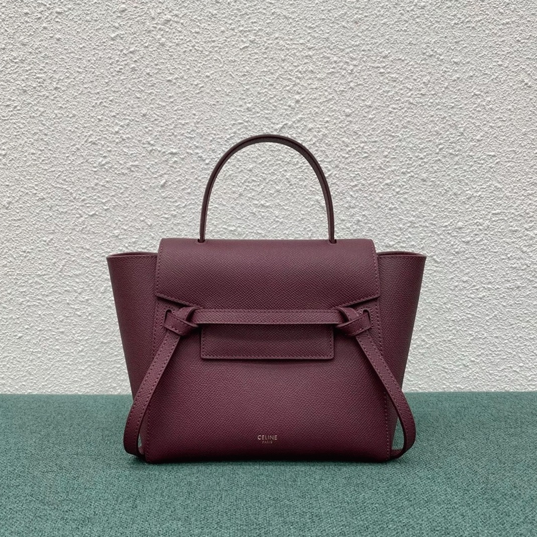 Ce1i*e Belt Nano Bag Fake in Bordeaux