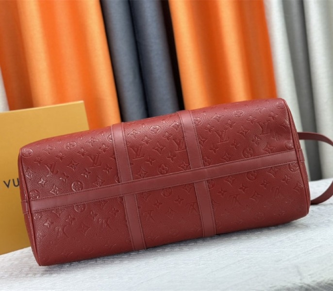 L0vis Vvtt0n Taurillon Leather Keepall Bandouliere 50 In Sari Red