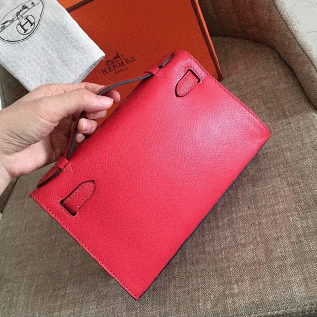 H**me5 Red Epsom Fake Designer Kelly Pochette Classic Purse